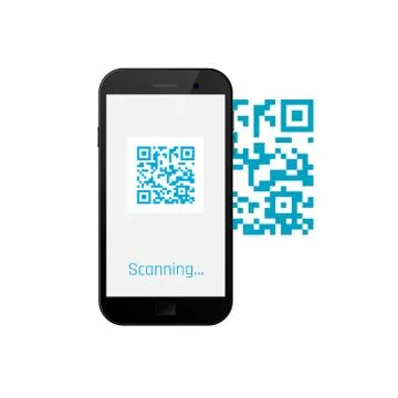 Mobile phone scanning qr code. QR ode on screen mobile Stock Illustration