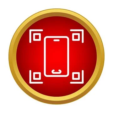 Mobile phone scanning qr code icon button Stock Illustration