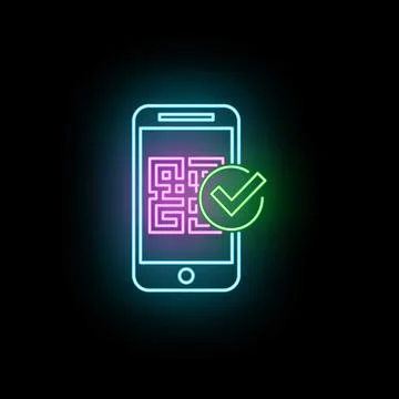 Mobile phone scanning qr code with check mark Stock Illustration