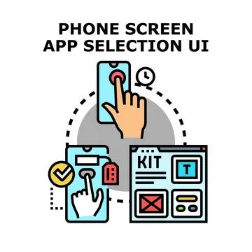 Mobile phone screen app selection user interface Stock Illustration