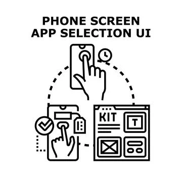 Mobile phone screen app selection user interface Ilustración de archivo