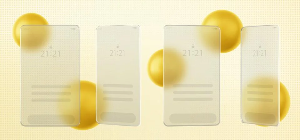 Mobile phone screen on blur rectangular glass 스톡 일러스트