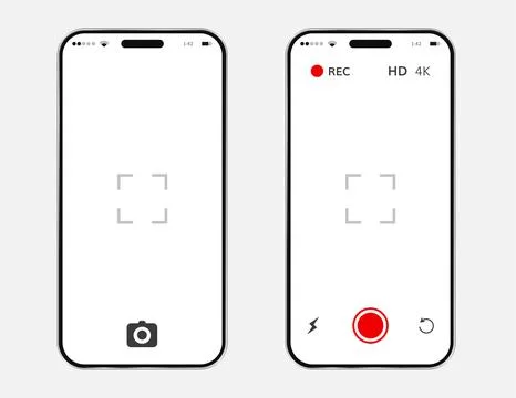 Mobile phone screen camera interface Stock Illustration