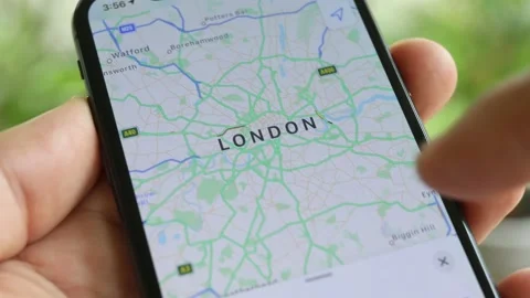 Mobile Phone Screen Close-Up. Road Map Stock Footage 120618056