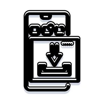 Mobile phone screen displaying cloud download icon Stock Illustration