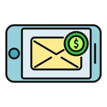 Mobile phone screen displaying email with money icon Stock Illustration