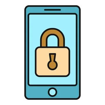Mobile phone screen displaying locked padlock icon Stock Illustration