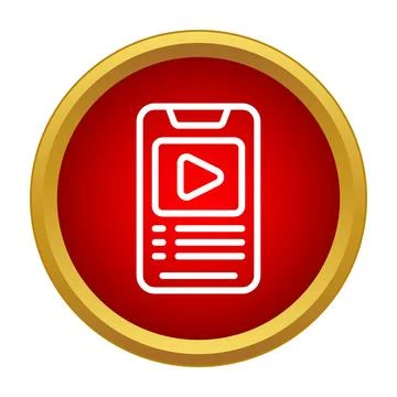 Mobile phone screen displaying video player application icon Stock Illustration