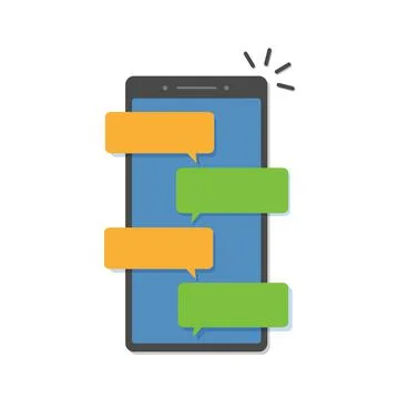 Mobile phone screen messaging text empty bubbles. Stock Illustration
