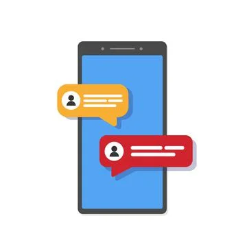 Mobile phone screen messaging text boxes bubbles. Stock Illustration