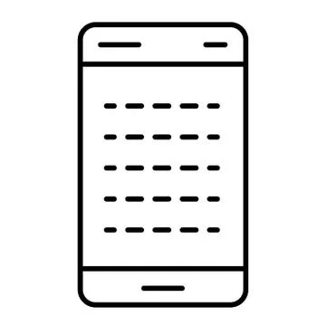 Mobile phone screen with text thin line icon. Smartphone with message Stock Illustration