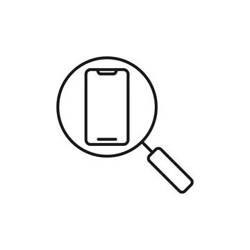 Mobile Phone Search icon Vector Design. Mobile phone icon with Searching desi Stock Illustration