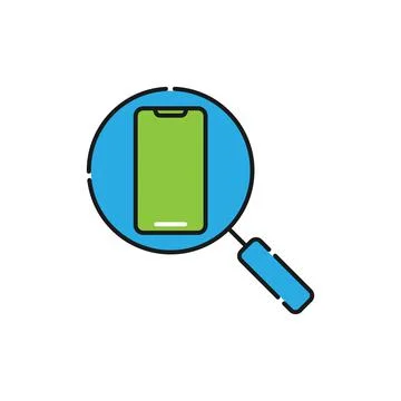 Mobile Phone Search icon Vector Design. Mobile phone icon with Searching desi Ilustração Stock
