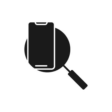 Mobile Phone Search icon Vector Design. Mobile phone icon with Searching desi Stock Illustration