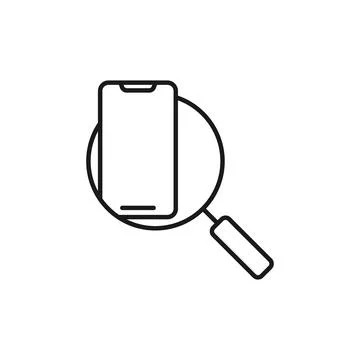 Mobile Phone Search icon Vector Design. Mobile phone icon with Searching desi Stock Illustration