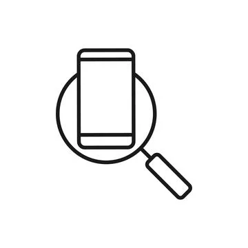 Mobile Phone Search icon Vector Design. Mobile phone icon with Searching desi Stock Illustration