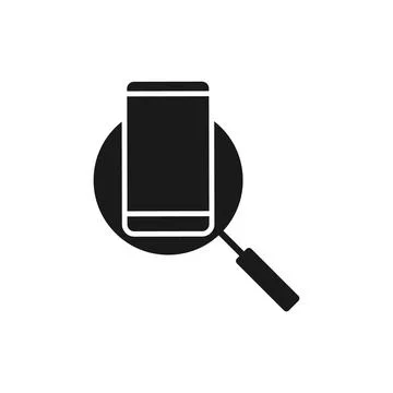 Mobile Phone Search icon Vector Design. Mobile phone icon with Searching desi Stock Illustration