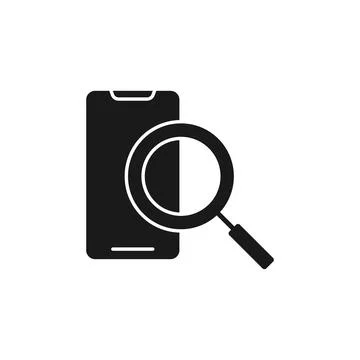 Mobile Phone Search icon Vector Design. Mobile phone icon with Searching desi Stock Illustration