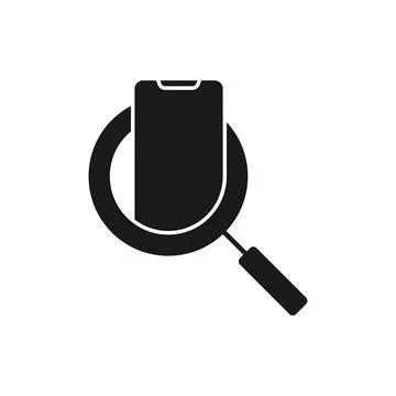 Mobile Phone Search icon Vector Design. Mobile phone icon with Searching desi Ilustración de archivo