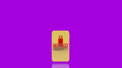 Mobile Phone Security Concept with Red Lock Icon 3d render. Stock Illustration