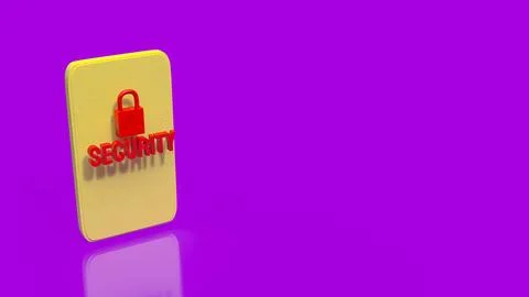 Mobile Phone Security Concept with Red Lock Icon 3d render. イラスト素材