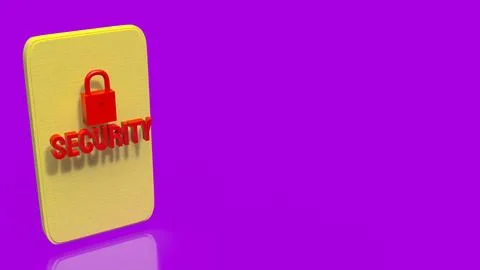 Mobile Phone Security Concept with Red Lock Icon 3d render. Stock Illustration