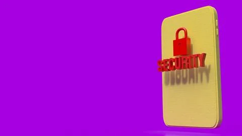 Mobile Phone Security Concept with Red Lock Icon 3d render. 스톡 일러스트