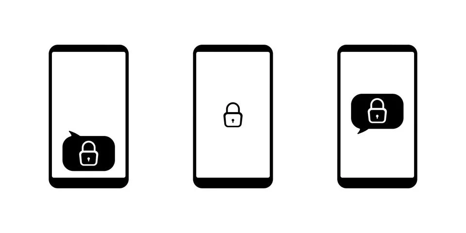 Mobile Phone Security Icon. Vector illustration of black designs of mobile phone イラスト素材