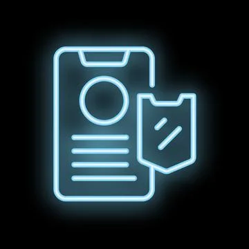 Mobile phone security shield protecting personal data with neon blue glow Stock Illustration