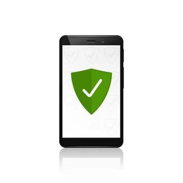 Mobile phone security shield protection. Vector design. Illustrazione stock