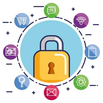 Mobile phone security technology applications icon Stock Illustration
