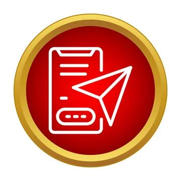 Mobile phone sending message navigation app icon Stock Illustration