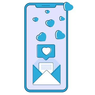 The mobile phone sends a message. The concept of recognition, romance with an Stock Illustration