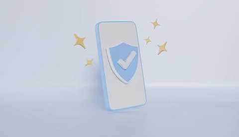 Mobile phone with shield security icon for online shopping, online payment Stock Illustration