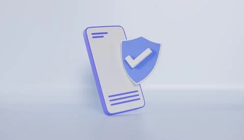 Mobile phone with shield security icon for online shopping, online payment Stock Illustration
