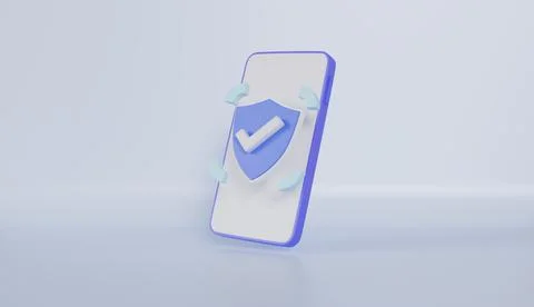 Mobile phone with shield security icon for online shopping, online payment Stock Illustration