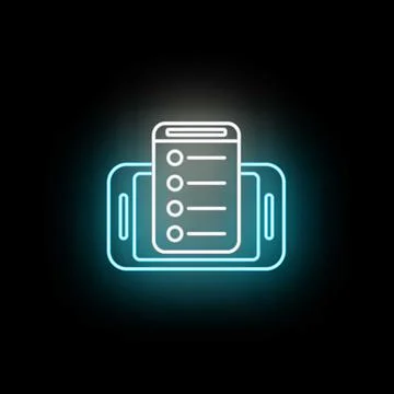 Mobile phone showing application list neon icon 库存插图