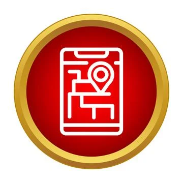 Mobile phone showing map with navigation pin location Stock Illustration