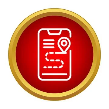 Mobile phone showing navigation map with location pin Stock Illustration