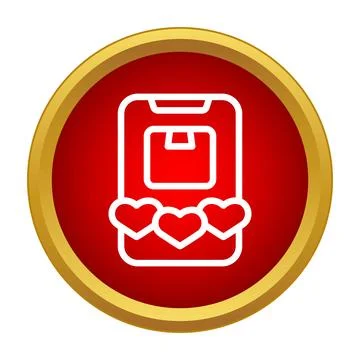 Mobile phone showing package box and hearts delivery app 스톡 일러스트