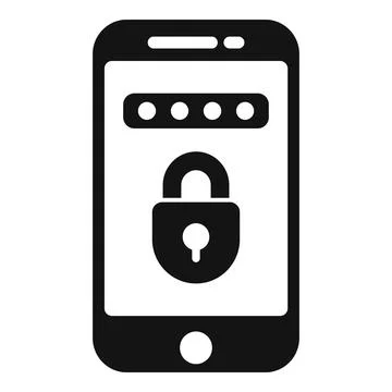 Mobile phone showing password protected screen with closed lock icon Stock Illustration