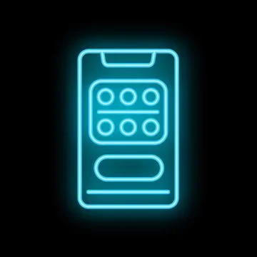 Mobile phone showing security code on screen in neon style Stock Illustration
