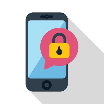 Mobile phone showing security notification with closed lock icon Stock Illustration