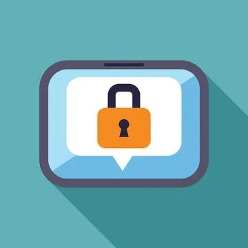 Mobile phone showing security warning message with padlock icon Stock Illustration