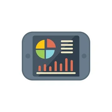 Mobile phone showing statistics chart with growing bars and pie chart Stock Illustration