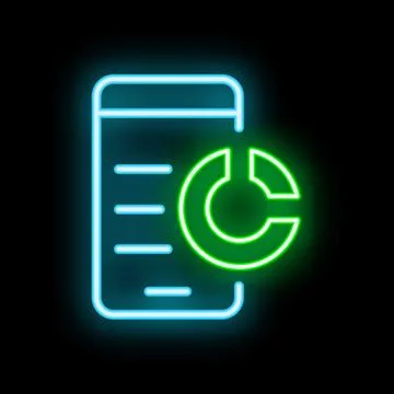 Mobile phone showing updating software status with neon light effect イラスト素材