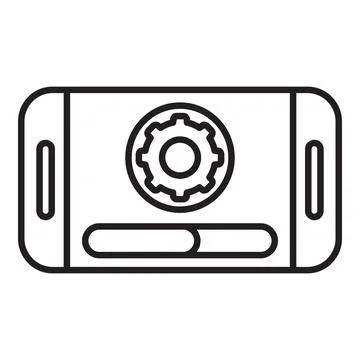 Mobile phone showing updating software with gear and progress bar icon Stock Illustration