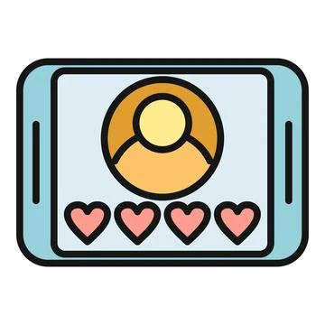 Mobile phone showing user profile with social media likes Illustrazione stock