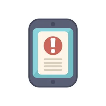 Mobile phone showing warning message on screen Stock Illustration