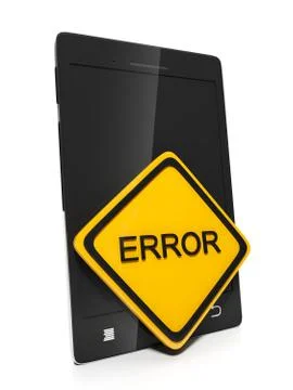 Mobile phone with a sign error. mobile phones Stock Illustration